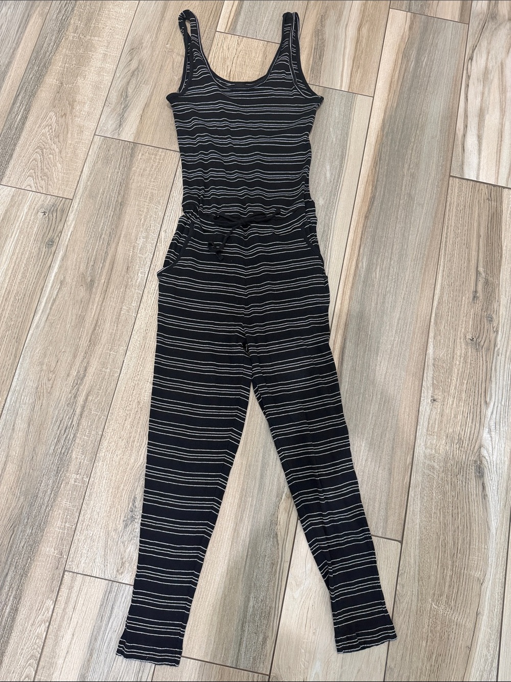 bobi Black & white Striped Tank Jumpsuit